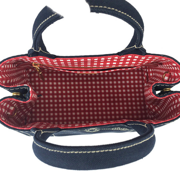 Prada Tote Bag Canapa Canvas 2way Navy Diagonal Shoulder - Picture 6 of 7